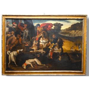 Caccia All’Orso - Olio su Tela - Italia XVII Secolo